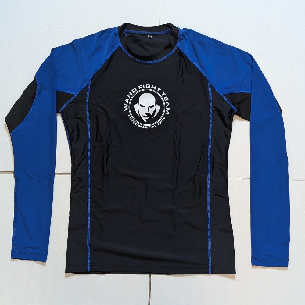 Wanderlei Silva Wand Fight Team MMA Long Sleeve Rash Guard. XXL Used. Black Blue